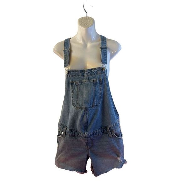 Isabel Maternity shortal overol corto size 6 denim raw hems light color - Picture 1 of 8